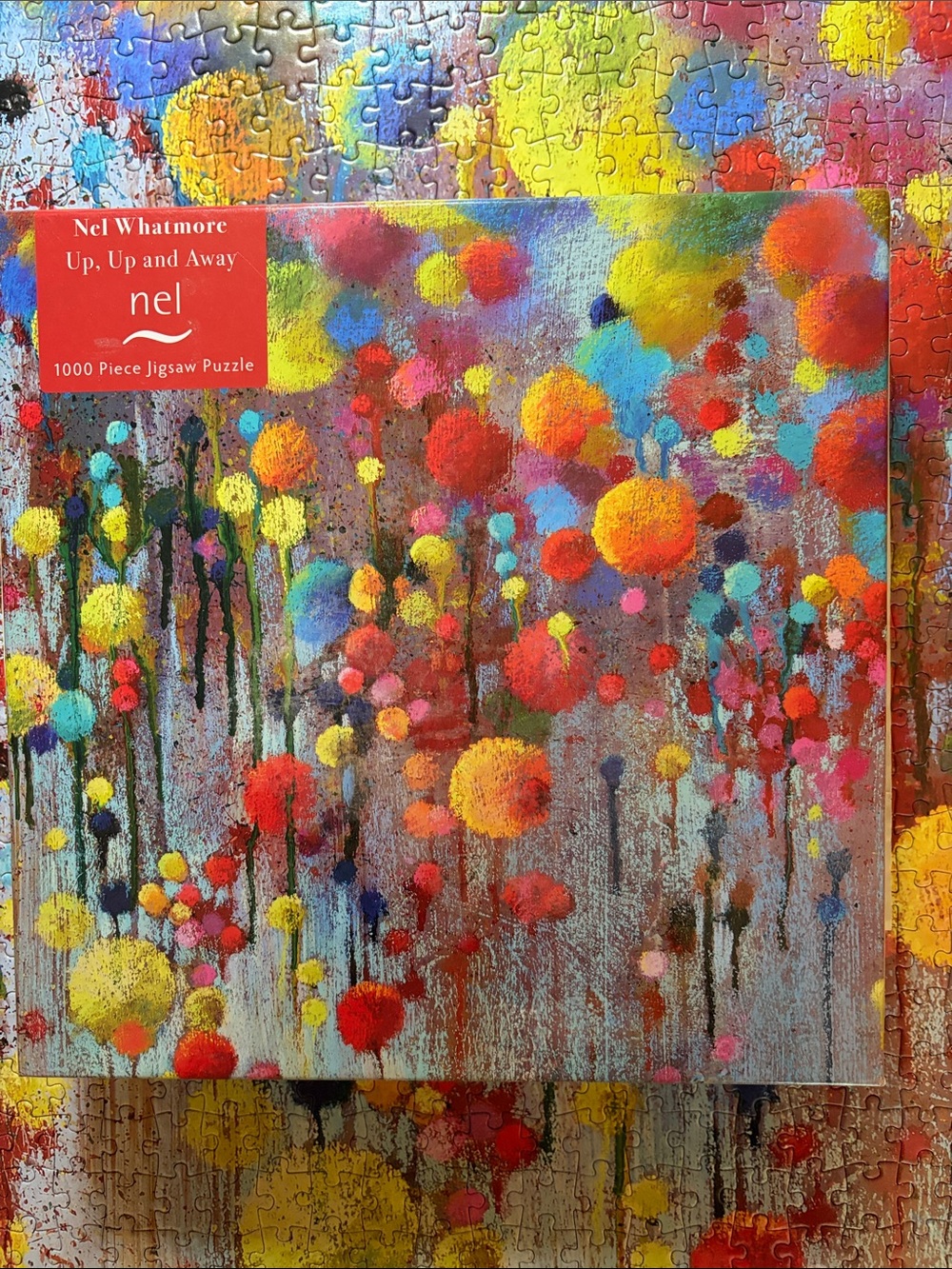 🧩 1000 piece Nel Whatmore “Up, Up and Away” with poster. Challenging! Complete.